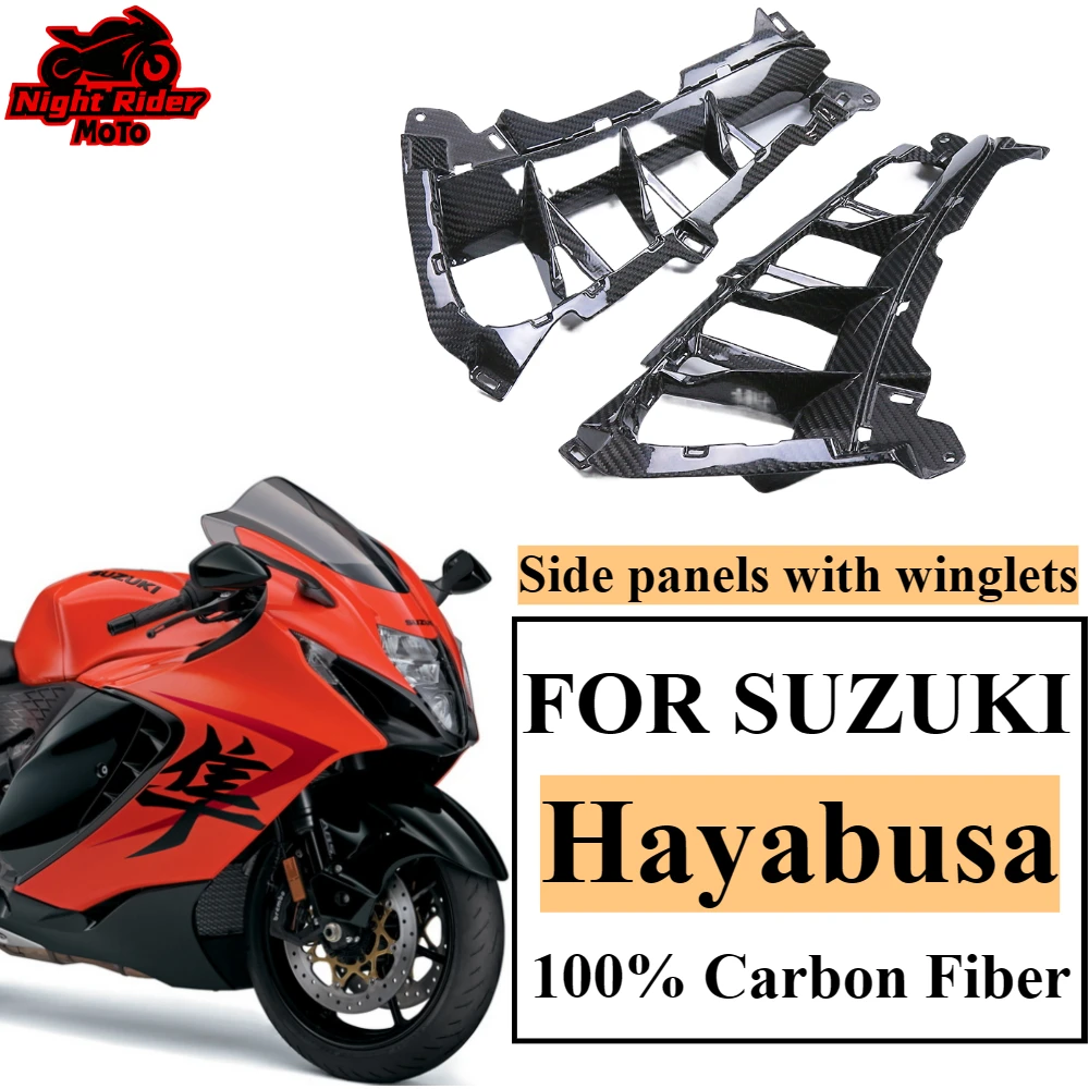 

Аксессуар для модификации мотоцикла, для SUZUKI Hayabusa 2022 2023 2024 2025 + 100% чистое углеродное волокно 3K, боковые панели с крылышками