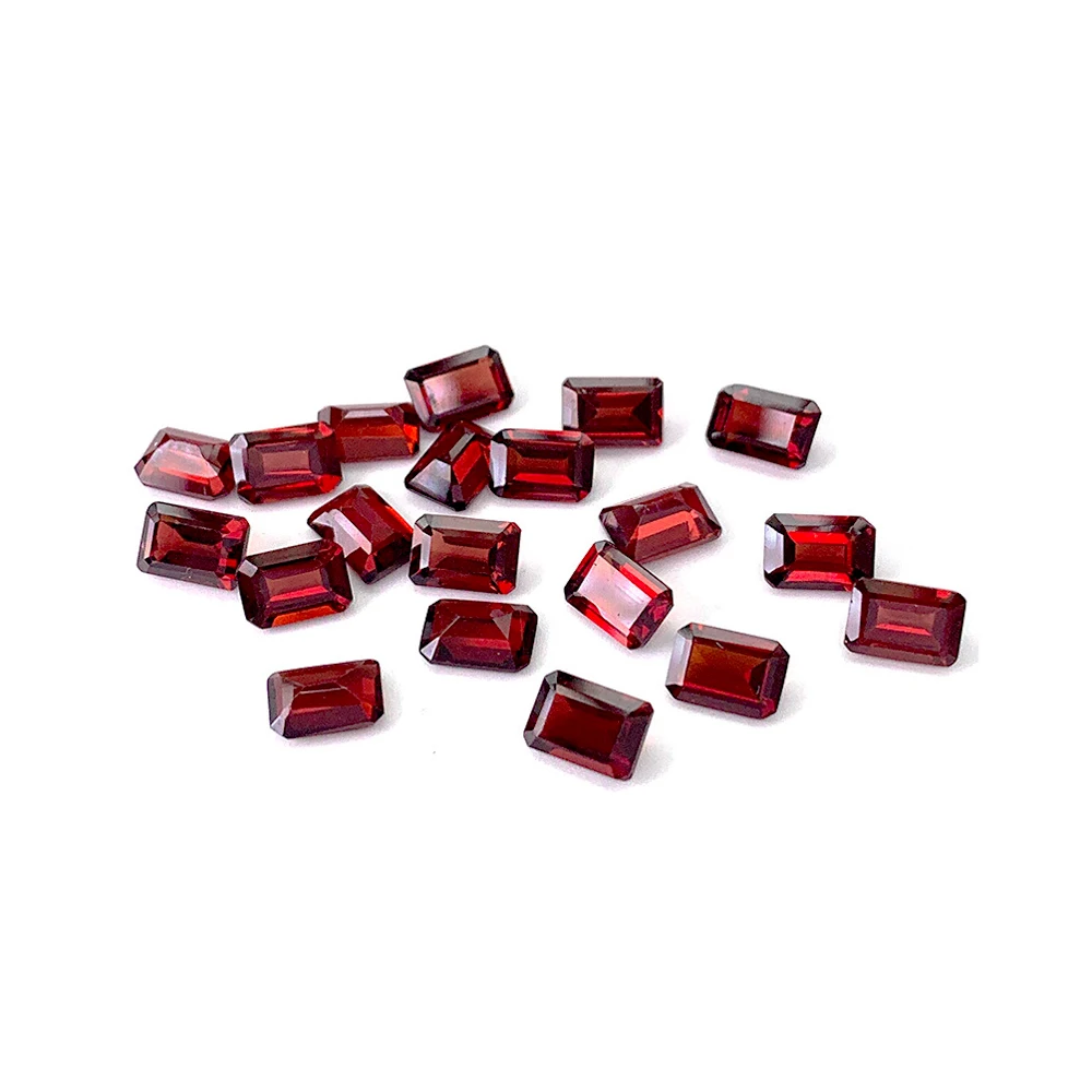 3pcs Mozambique Red Garnet Real Natural Stone Octogan step cut 9x11mm-10x12mm Facet Eye Clean Semi-precious Loose Gemstone