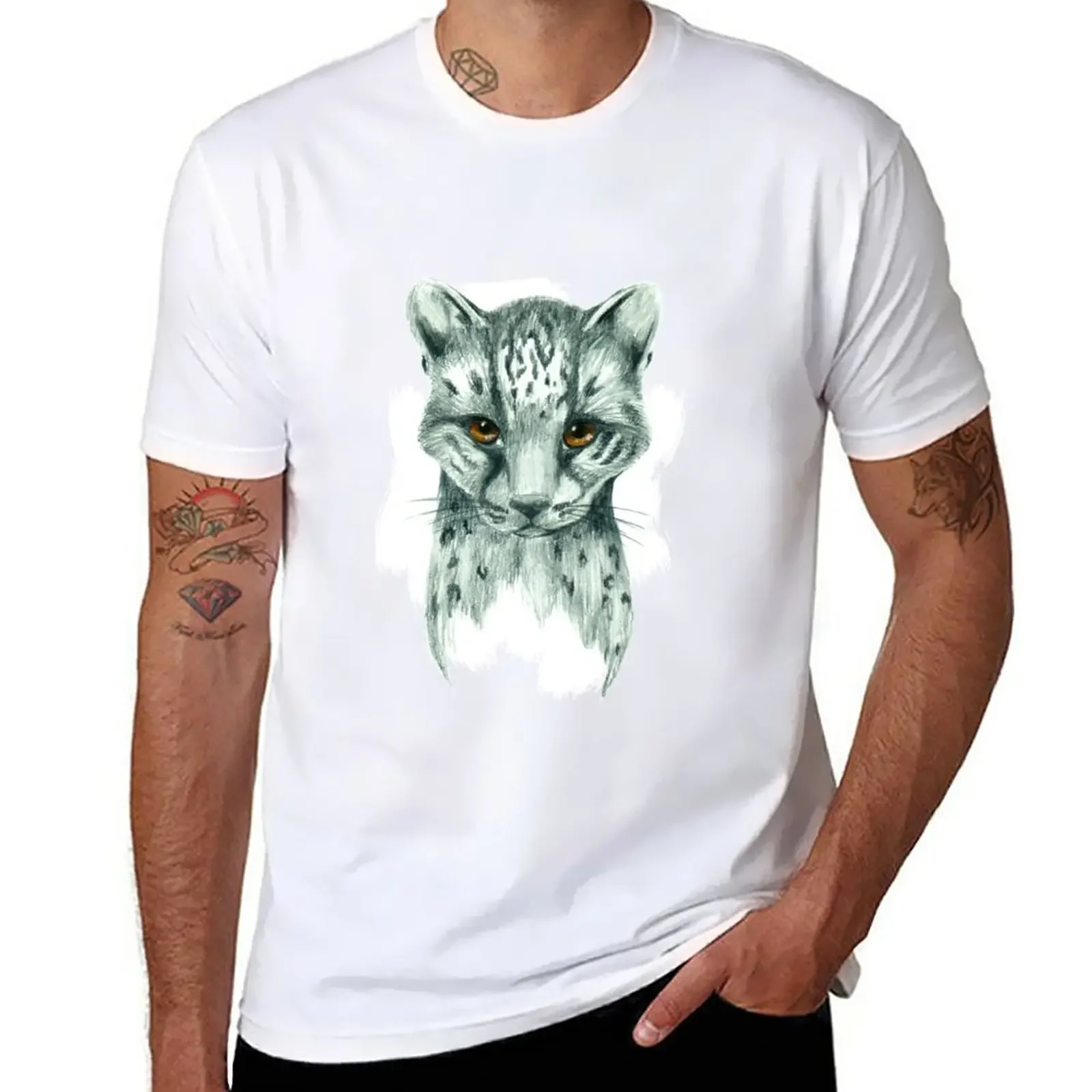 Leopard pencil drawing T-Shirt sports fans plain animal prinfor boys mens cotton t shirts