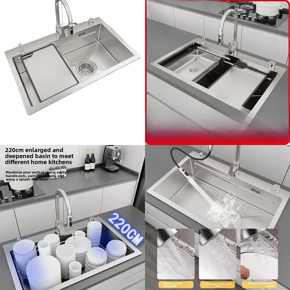 

Выдвижной смеситель для кухонной мойки, выдвижной смеситель для бытовой раковины 304, полный набор раковины из нержавеющей стали