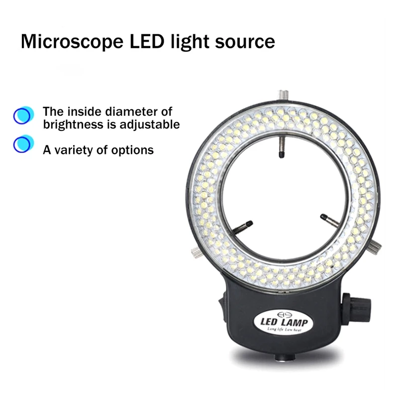 Microscope Light- Ring Light Adjustable 144 Lamp Beads LED Light Source Industrial Microscope Ring Illuminator -EU Plug