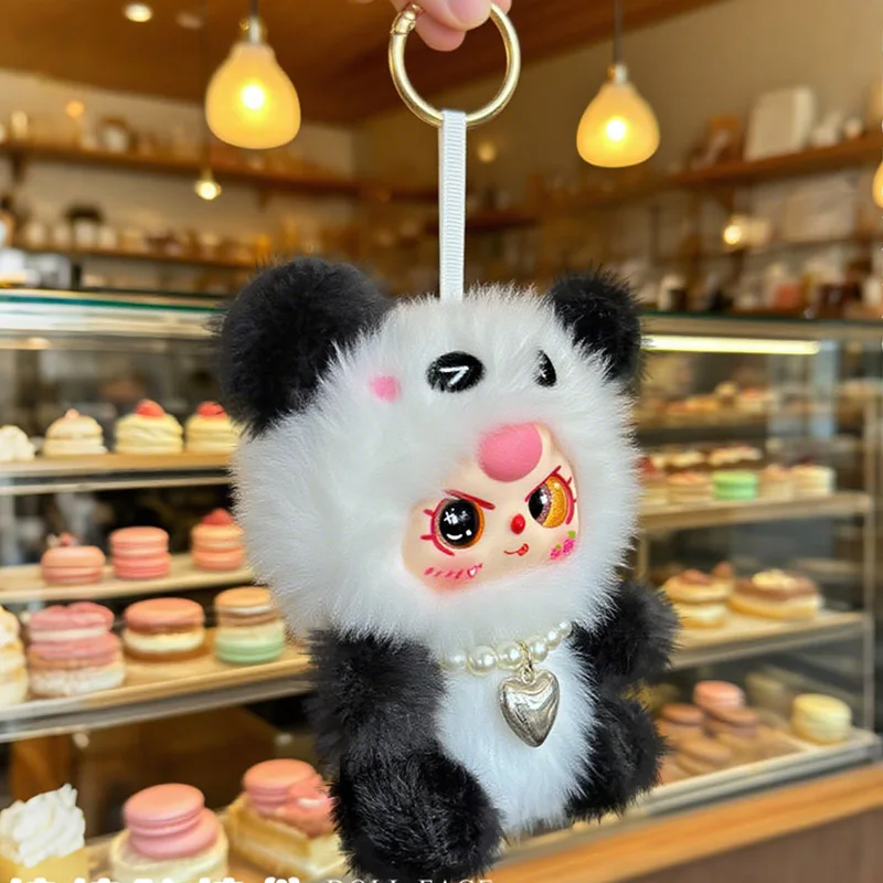 ホット 12/23 センチメートルかわいい革顔人形ぬいぐるみかわいいパンダウサギのペンダントソフトぬいぐるみキーホルダーバッグの装飾子供の誕生日ギフト