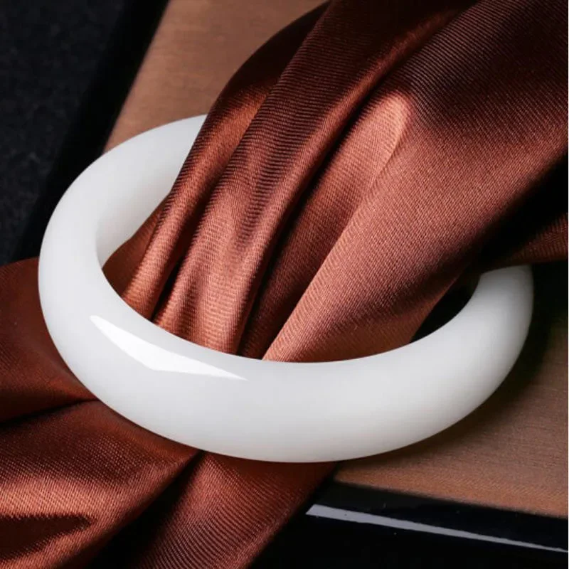 A-grade Sheep Fat White Jade Afghan Jade Bracelet Women Natural Jade Bangle Jewelry Exquisite Accessories Travel Souvenir Gifts