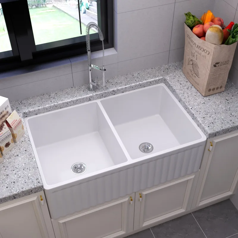 

Керамическая мойка Zhishang для ванной и кухни, полувстраиваемая, с двумя секциями, бесшумная, класса люкс, со встроенной посудомоечной машиной