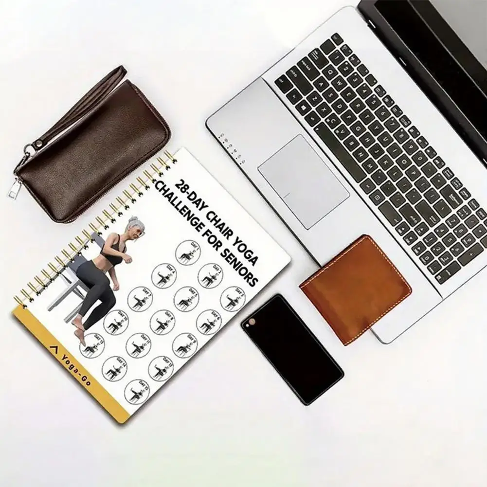 노인을 위한 두꺼운 종이 노트북 의자 요가 피트니스 번들 28일 챌린지 노트북 홈 오피스용 캔버스 벽 장식 세트