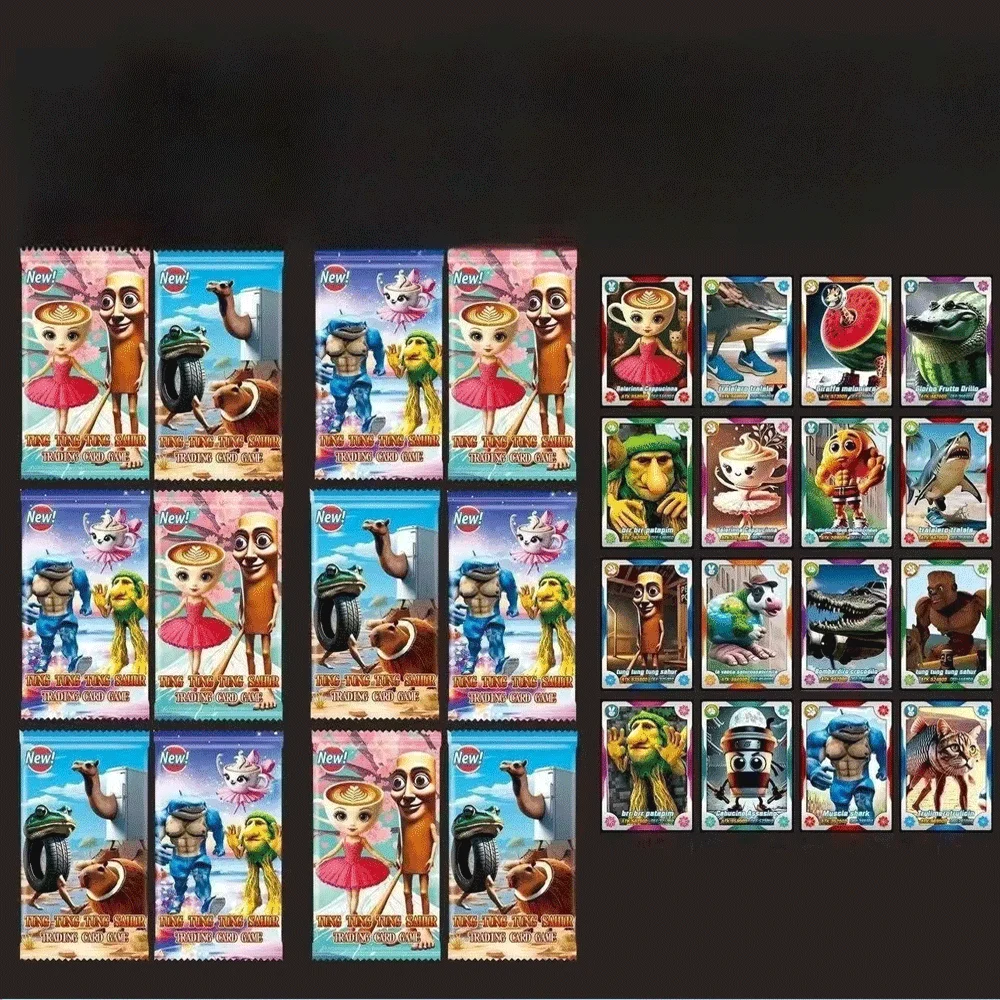 Carte di raccolta Brainrot italiano Tungtung Sahur Tralalero Tralala Gioco di carte Giocattolo per bambini Carte collezionabili Regalo di compleanno
