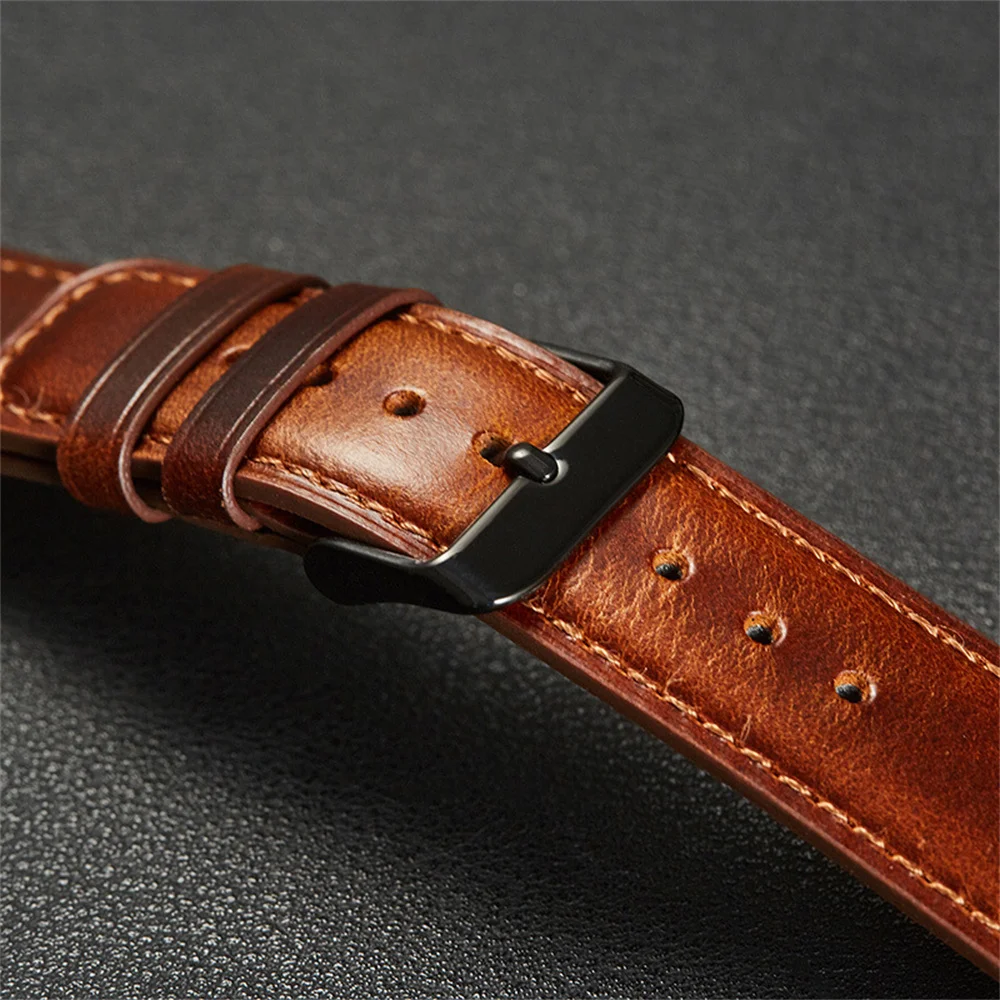 Quick Release Leather Watchband Handmade Cowhide Belt with Steel Pin Buckle Watch Accessories Oil Wax Watch Strap 20mm 22mm