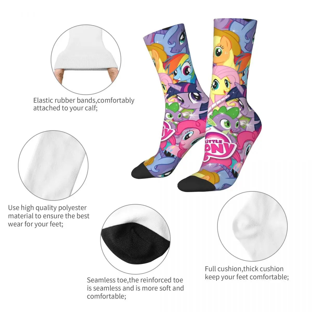 Winter Warm Colorful Men's Women's My-Littled-Ponys Friendship Is Magic Socks Breathable Basketball Socks