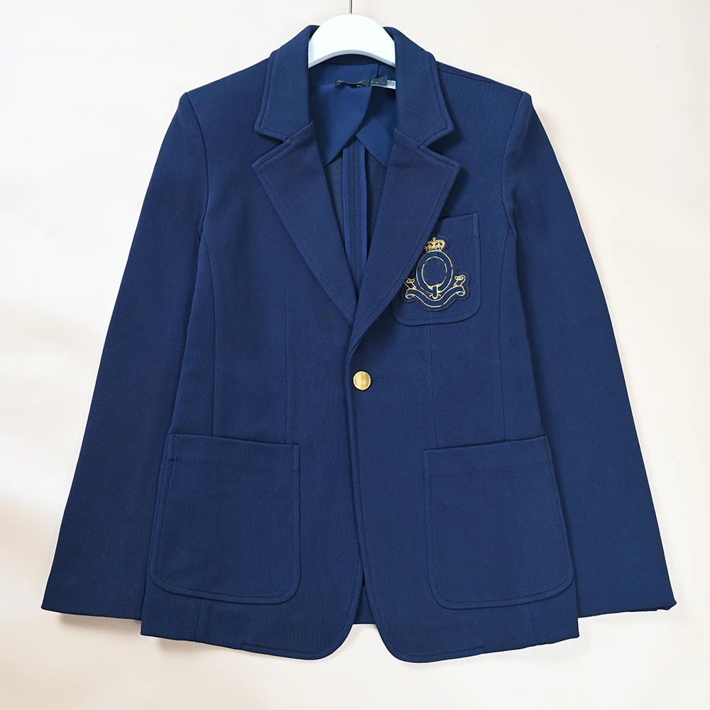 

Spring New Ladies Classic Briti Faion Slim Fit Bae Decorated Suit Jaet Long Sve Casual Sle Women's Coat