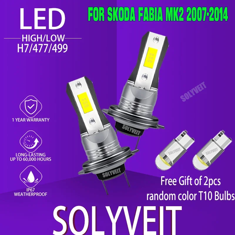 

straightforward DIY H7 LED upgrades Car Light High Low Beam 477/499 For Skoda Fabia MK2 2007 2008 2009 2010 2011 2012 2013 2014