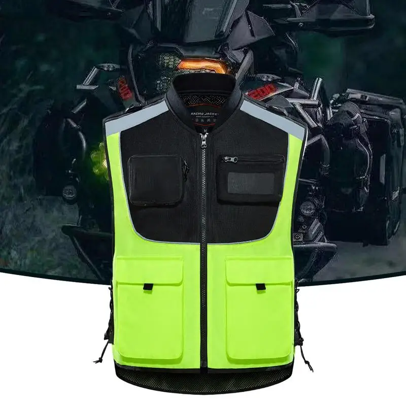 Reflective Motorcycle Vest High Visibility Running Vest With Multiple Pockets Running Vest Gear Reflective Construction Vest For