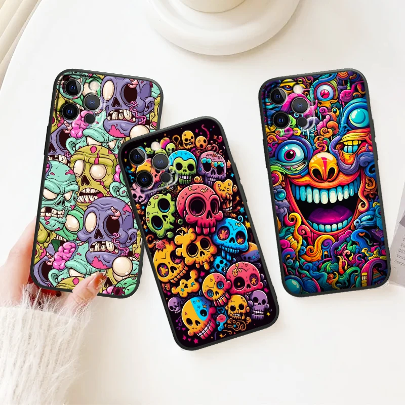 Funny Bugs Cartoon For iphone 15 14 13 12 11 8 7 6 6S XS X MAX XR mini Plus Pro Max new Black Phone Case