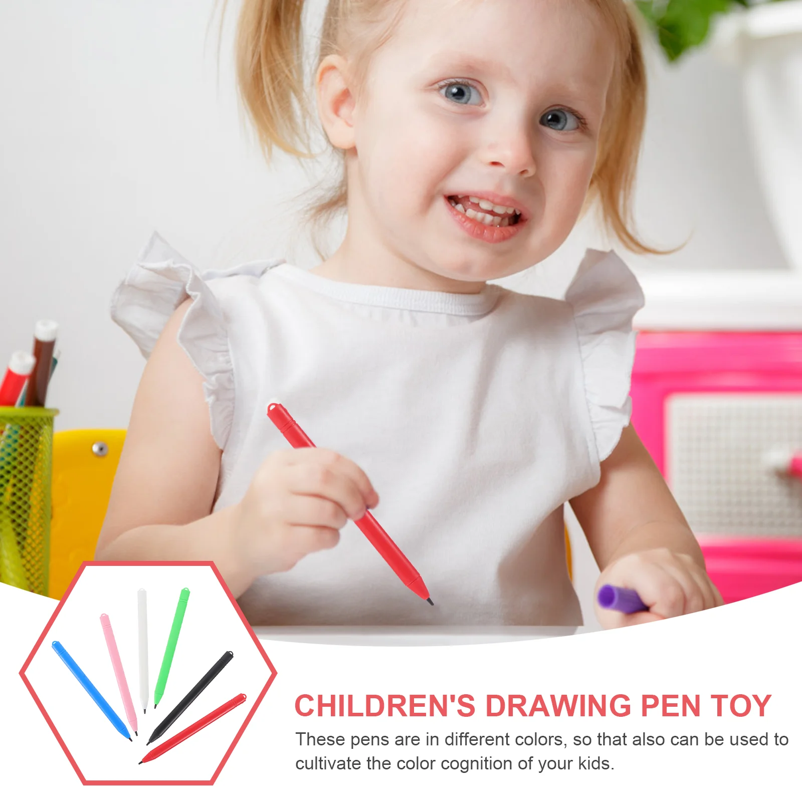 6 Pcs Computer Pen Lcd Paint Baby Writing Tablet Deawing Plastic Drawing Board Pens