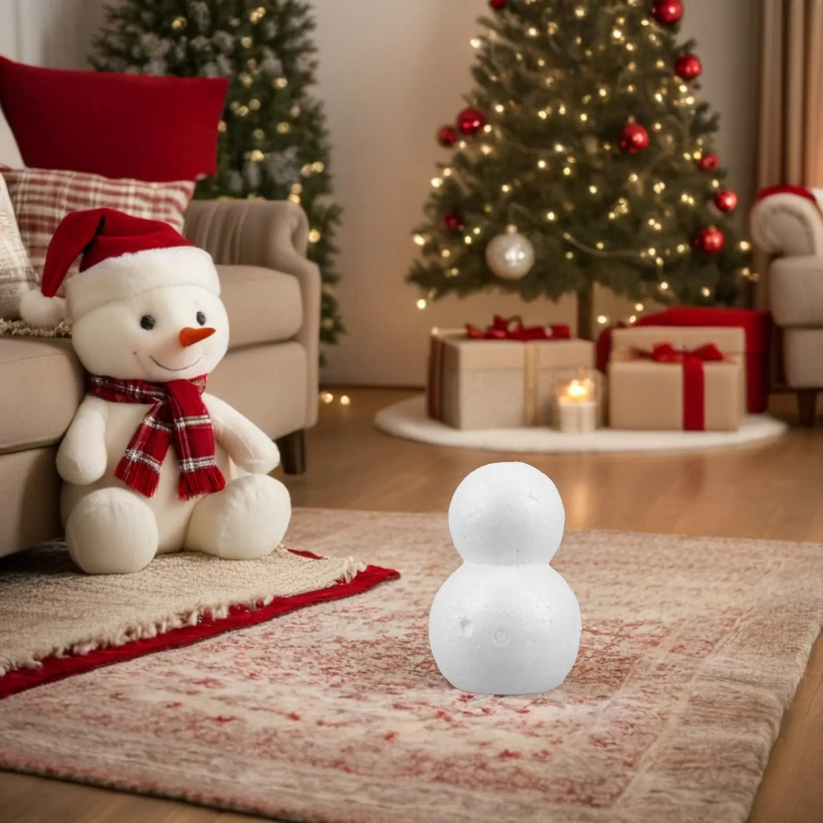 

15Pcs Polystyrene Snowman Foam Blanks White DIY Christmas Craft Kit for Painting Decorating Flower Arranging Winter Holiday