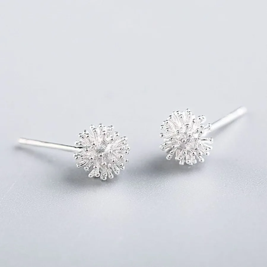 

S925 Женская шпилька Tremella с круглым шариком и цветочным сердечником, шпилька-гвоздик с одуванчиком, женская