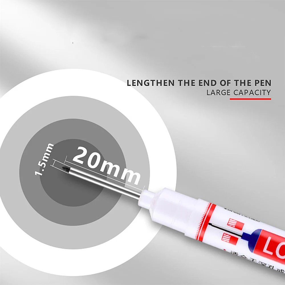 6 個 20 ミリメートル深穴ロングニブヘッドマーカー金属穿孔ペン用防水浴室木工装飾多目的