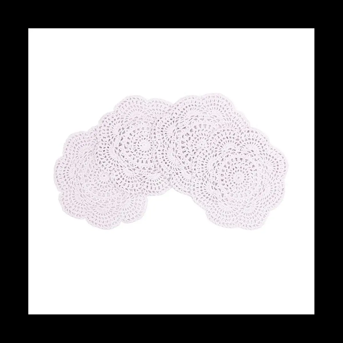 New Arrival 4PCS 8.6 Inch Doilies Crochet Round Lace Doily Handmade Placemats Cotton Crocheted Coasters (White)