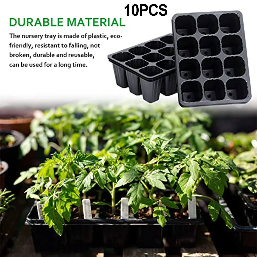 10pcs 12 Cells Plant Starter Trays Seed Starter Trays Germination Propagation Nursery Tray For Vegetable Fruit Flower Seeding