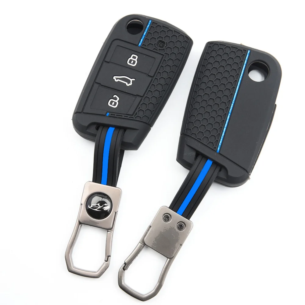 Key Fob Case With Lanyard For VW Volkswagen Golf 7 MK7 Tiguan MK2 T-Roc For Skoda Octavia Kodiaq Karoq For Seat Ateca Leon