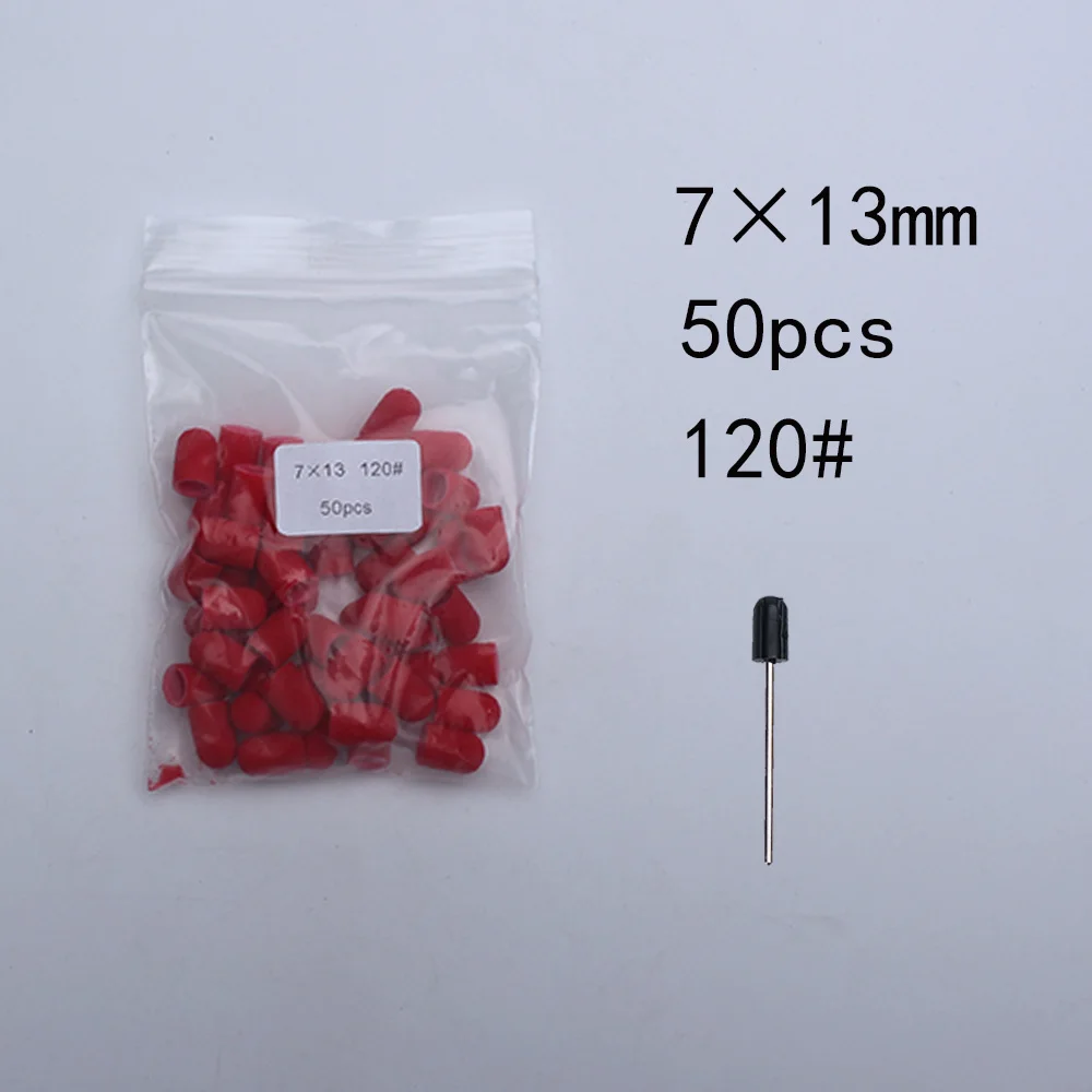 50 Stück Nagelschleifkappen mit Gummi-Pediküreblock – elektrische Bohrer für Fußnägel und Polieren.
