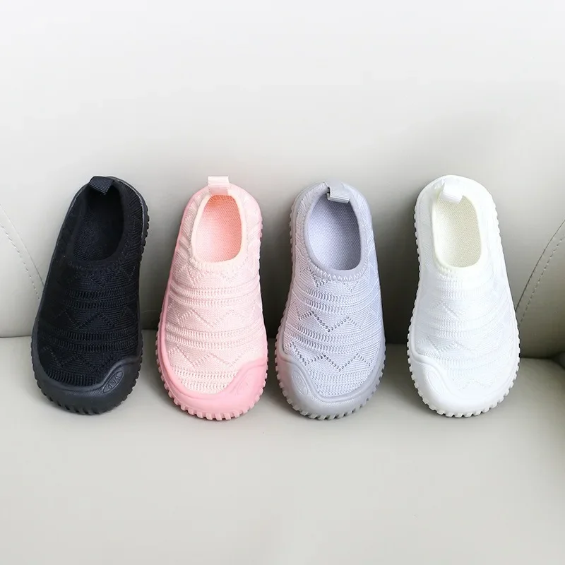 Girls Boys Casual Shoes Infant Toddler Shoes Kids Barefoot Sneakers Breathable Mesh Anti Slip Soft Sole Kindergarten Baby Shoes