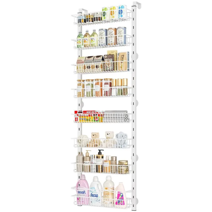 

Over the Door Pantry Organizer, 8Tier Adjustable Spice Rack Cabinet Door Shelves, Hanging Seasoning Organizer for Kitchen Bathro