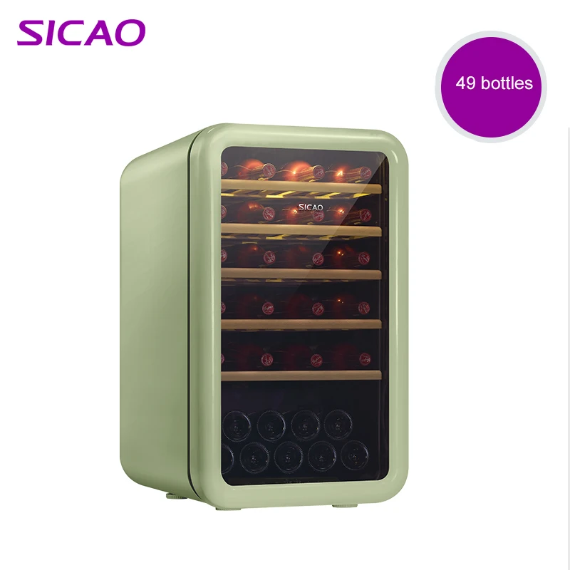 

Freestanding Mini Storage Room Bar Single Bottle Glass Cabinet Corner Compressor Refrigerator Wine Cooler Retro For Sale