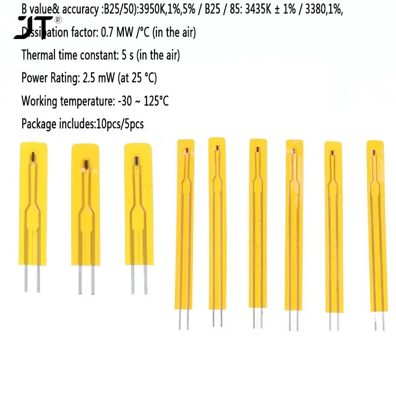 

10 шт./5 шт. NTC 10K 50K 100K 1% Ом R 2,5 см 5 см датчик термистора B:3435 3380 3950 терморезистор резистор тонкопленочные резисторы