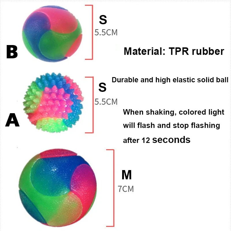 1/2/3/5pcs Dogs toys Luminous rubber ball Dog Training Elastic Ball TPR Tri Color Glow Throw Ball