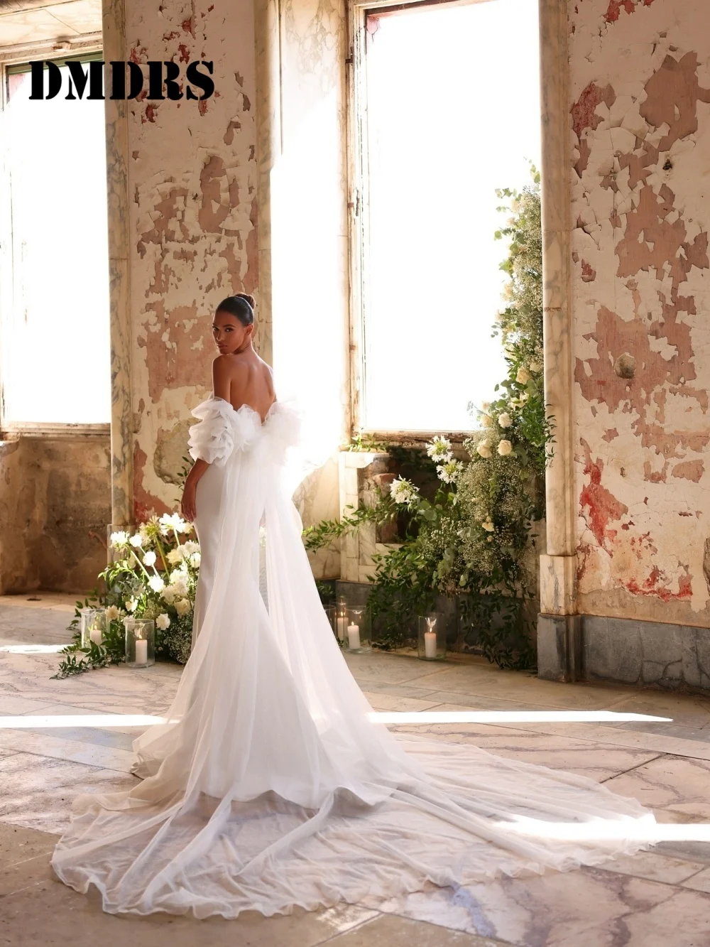 Charmante Strapless V-hals Trouwjurken Elegante Mouwloze Bruidsjurken Luxe Satijn A-lijn Vloerlengte Bruidsjurken Vestido