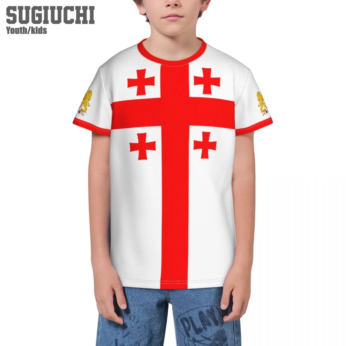 Custom Name Number Georgia Flag Emblem 3D T-shirts For Kids Youth Boy/Girl Tees Soccer Football Fans Gift T shirt