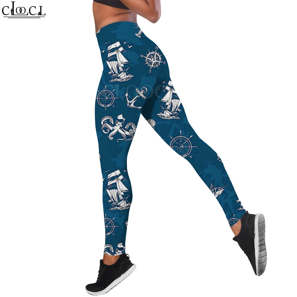 

CLOOCL Fashion Women Legging Pirate Ship Pattern 3D Printed Trousers for Female Workout Push Up Jogging Slim Leggings