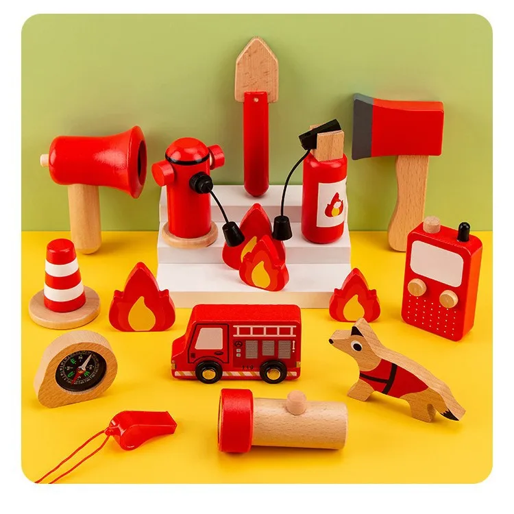 Kids Fire Truck Toy Boys Gift Electric Realistic Ladder Fire Station Set Pretend Play Role Play Scenario Simulation Rescue Toy