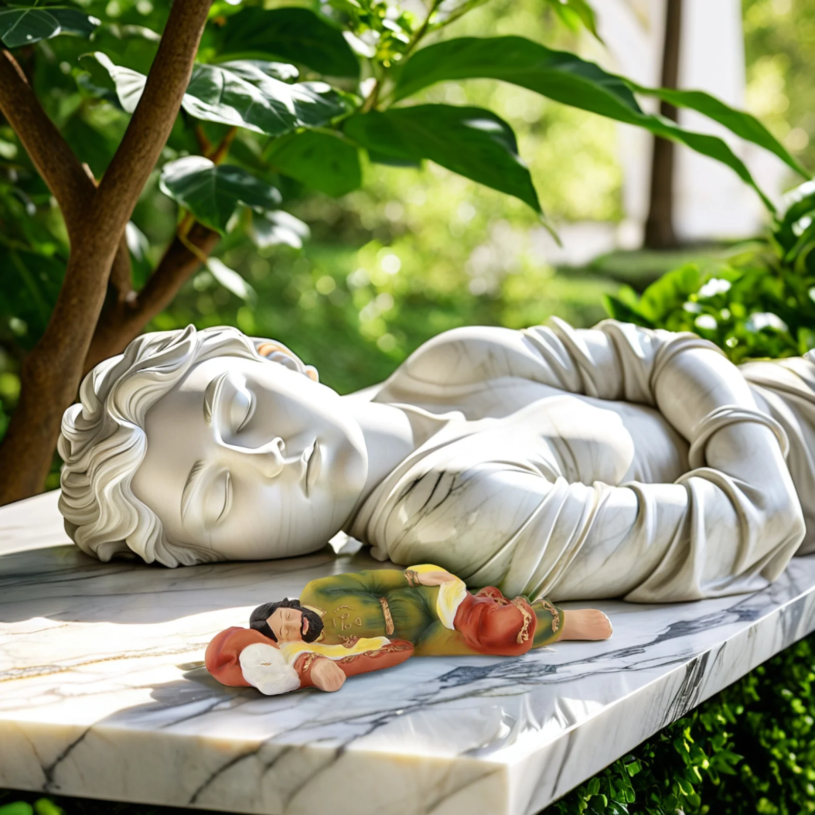 

1Pcs Sleeping Catholic Statue Resin Hand Painted Religious Ornament Home Office School Display Craft Decor