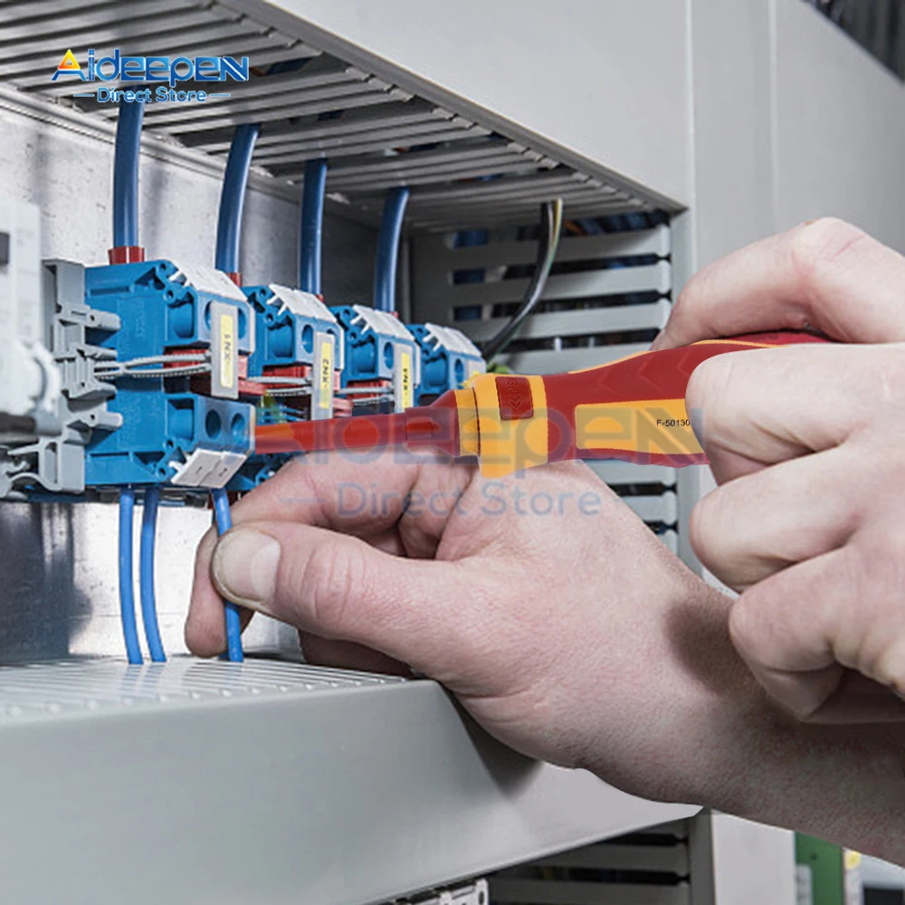 13 Stuks 110-250V Verwisselbare Geïsoleerde Schroevendraaier Set Magnetische Sleufbits Reparatie Gereedschap Elektricien Gereedschap Weerstaan Spanning 1000V