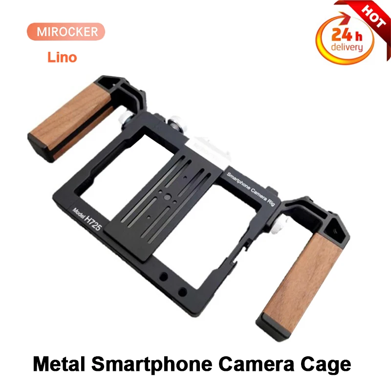 MIROCKER Lino Universal Mobile Phone Cage Double Handle All-metal Smartphone Camera Rig With Cold Shoe for LED Light Tripod Mic