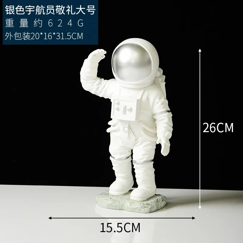 1pc Resin Spaceman Sculpture Home Desktop Decoration Astronaut Figure Statue Educational Toys Figurine Kids Gift Salute Big Size