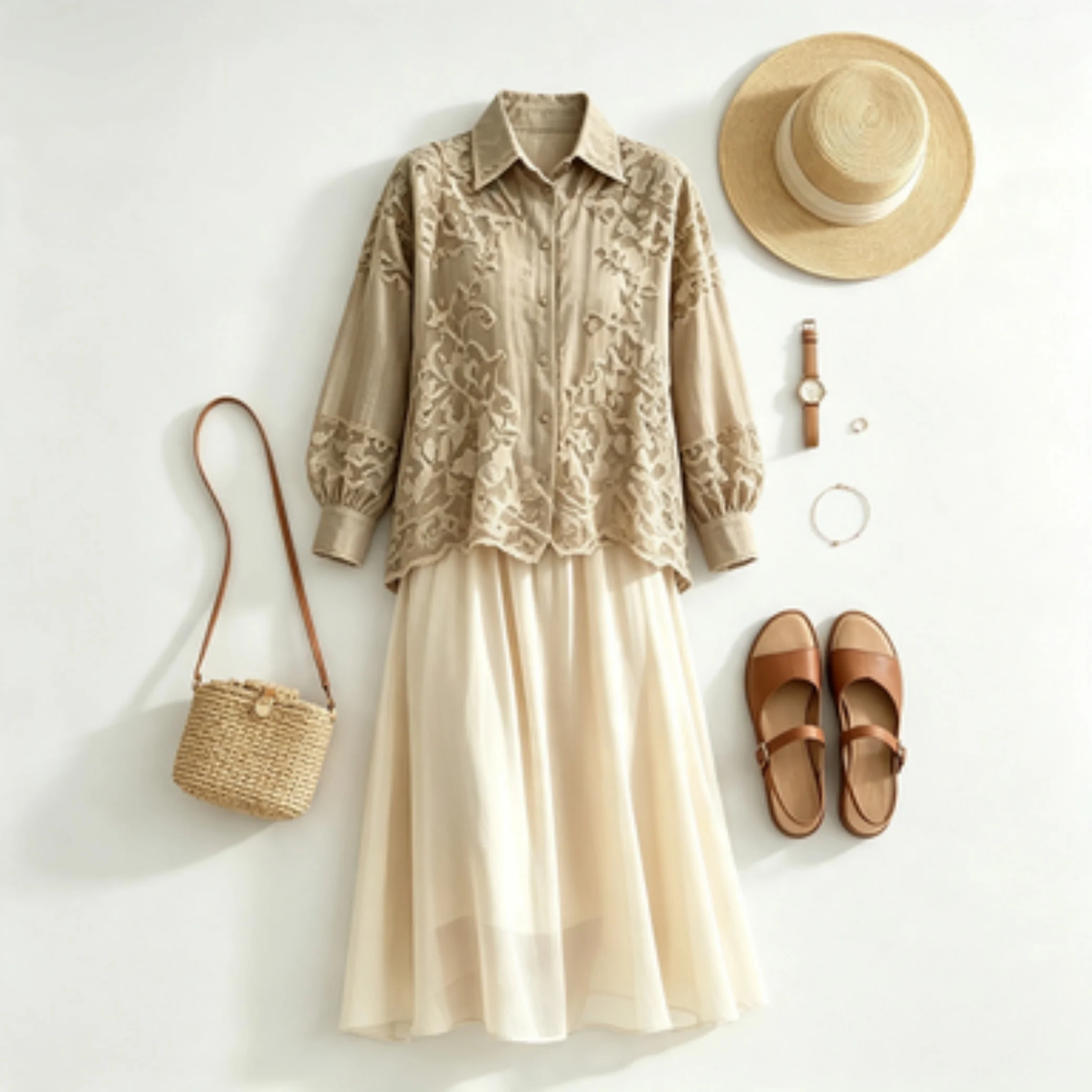 Vintage Floral Embroidery Lapel Shirt Women Long Sleeve Loose Blouse
