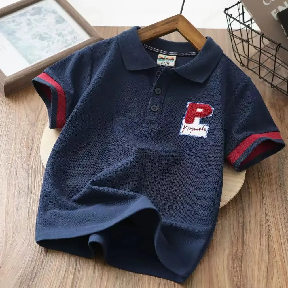 

Boys' Short-Sleeved T-shirt Summer 2023 New Embroidered Casual Boys' Children's Clothing Half-Sleeved Polo Shirt