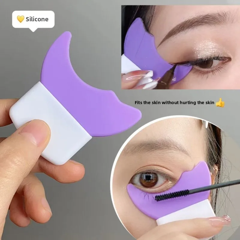 Maquillaje de ojos multifuncional, deflector de silicona en forma de media luna, cepillo para pestañas, delineador de ojos, sombra, artefacto auxiliar, plantilla de delineador de ojos