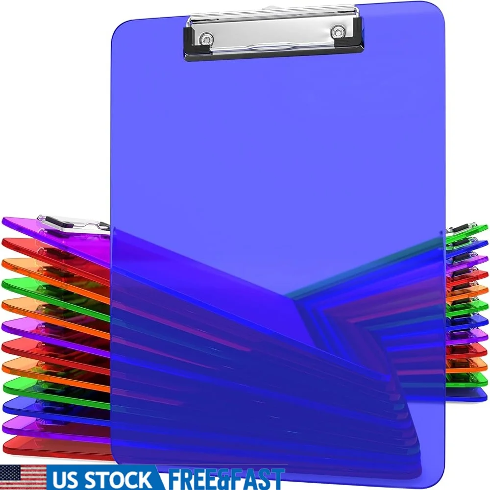 

Transparent Colorful Clipboards Bulk Durable Plastic Low Profile Clipboards Shatter Resistant Classroom Office Ergonomic Heavy