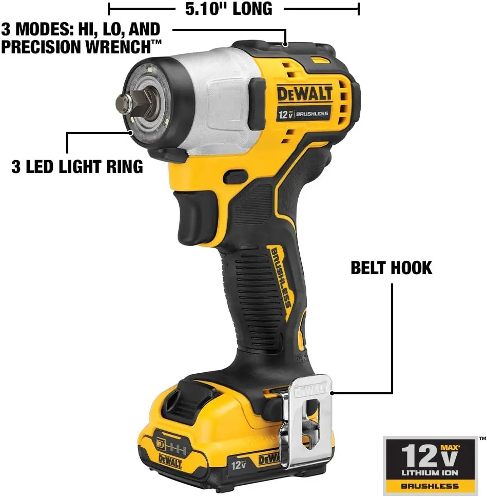 DEWALT XTREME 12V MAX* Impact Wrench, Cordless Kit, 3/8-Inch (DCF902F2)