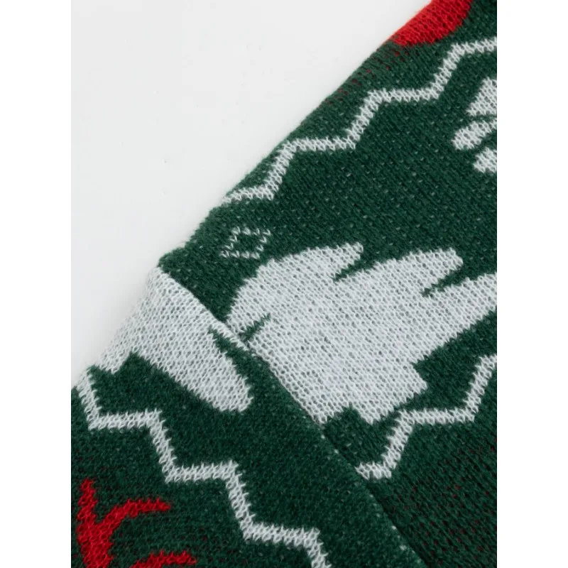 Maglione natalizio girocollo ampio verde pullover alla moda da uomo girocollo camicia a maniche lunghe con fondo