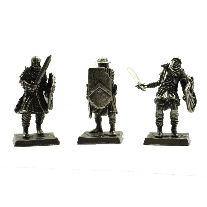 Figuras de soldado de caballero de la Legión Medieval, modelos de juguete en miniatura de cobre puro, regalos para hombres, adornos de escritorio, manualidades, 1/3 Uds.