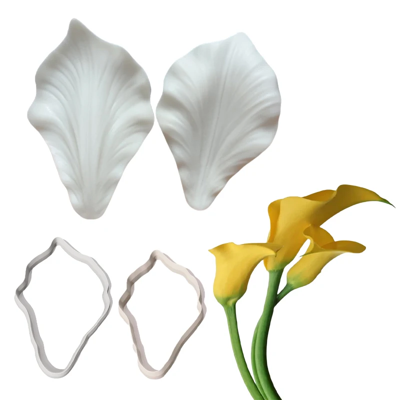 Calla Lily Silicone Mold&Cutters Art Craft Claypolymer Wax Candle Flower Cold Porcelain Coldceramic Handmade Earring Decor Tools