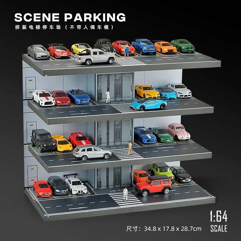 Collector 1/64 Parking Lot Toy Car Model Storage Rack Display Cabinet Kids Room Decor Xmas Gift Toys for Baby Boys Girls