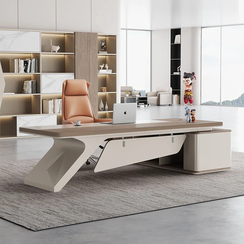 Escritorio de Oficina con Cajones Largos, Diseño de Lujo, Almacenamiento, Escritorio de Oficina de Madera, Escritorio Moderno para Computadora, Muebles Comerciales