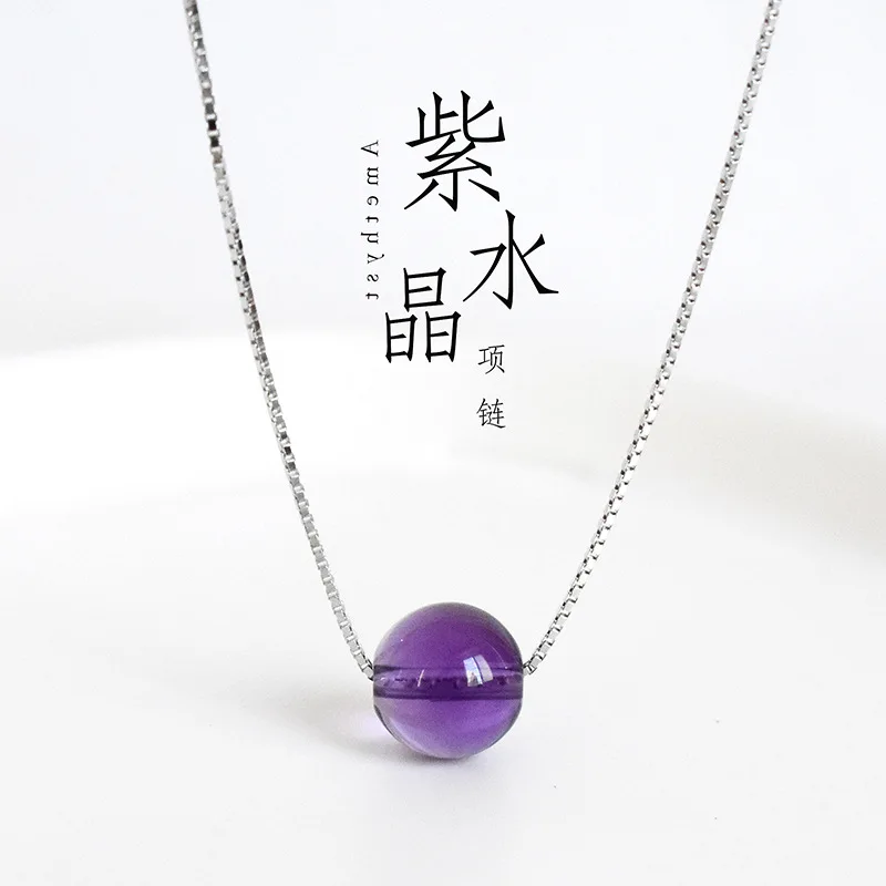 

Ins Style Lock Clavicle Chain with S925 Silver Purple Crystal for Women