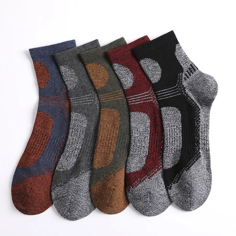 2022 Autumn And Winter Men Thickened Thermal Cotton Socks Retro Splice Fashion Thermal Comfort Breathable Sports Socks EUR 38-44