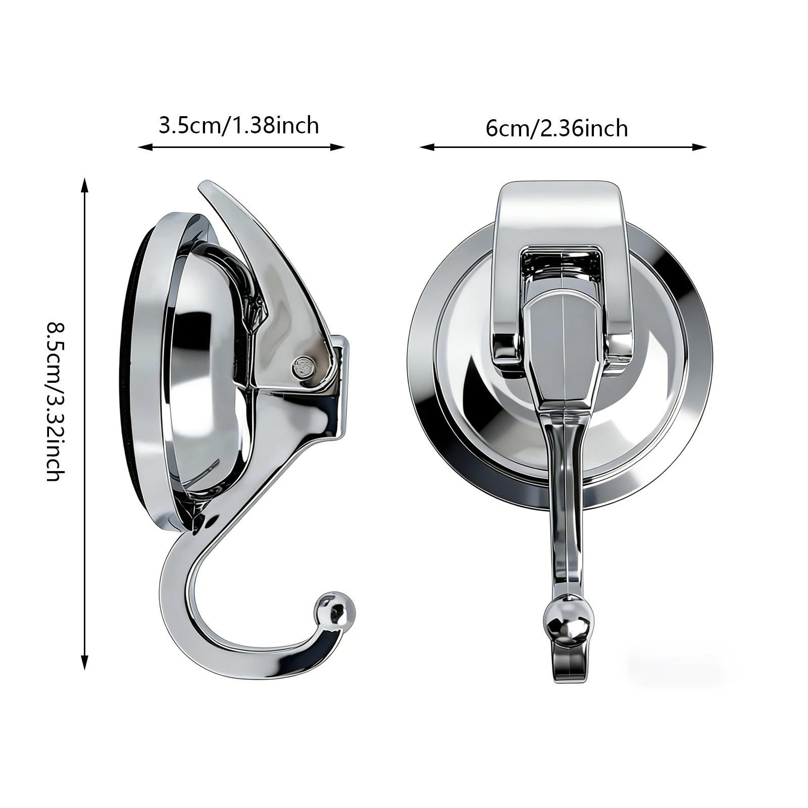 Vacuum Suction Cup Hooks, 2-Piece Heavy-Duty Suction Cup Hooks, 2-Pack Vacuum Suction Cup Hooks，Super Suction for Kitchen and Bathroom
